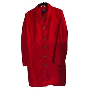 Lands End Red Button Up Raincoat Size Medium (10-12) EUC
